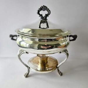 FB Rogers 1883 Silver Plated Warming Chafing Dish 4pc with Pyrex Glass Bowl